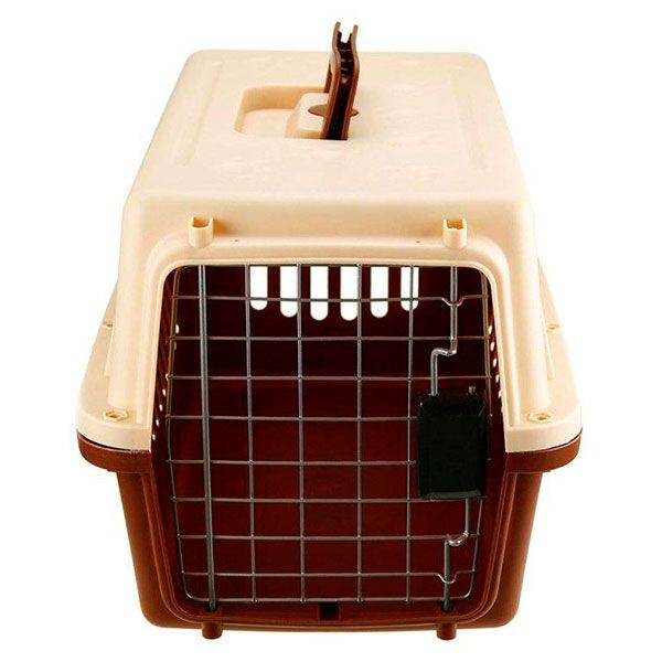 Переноска IATA з металевими дверима коричнево-бежева до 50 кг (91x66x68 см)