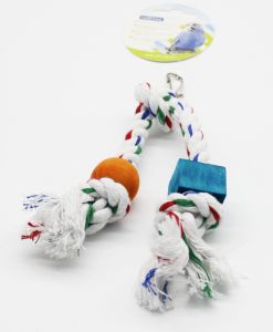 Іграшка для папуг деревяна з мотузкою. 2010 см.