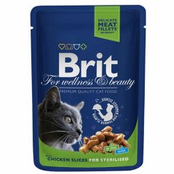 Brit Premium Cat pouch для стерилізованих кішок з куркою 100г 