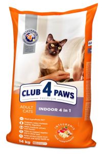 Акція Club 4 paws Indoor 4 in 1 (Клуб 4 лапи) Корм для домашніх котів з куркою 14кг (-18)