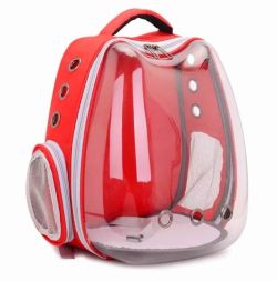 Рюкзак з овальним екраном для домашніх тварин 324025 см Червоний