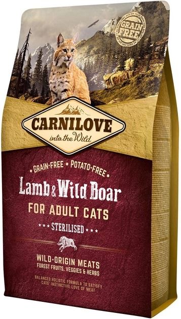 Carnilove Lamb Wild Boar Sterilised Сухий корм для дорослих стерилізованих кішок 2 кг 