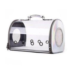 Сумка для тварин прозора 42х28х22 см срібло 