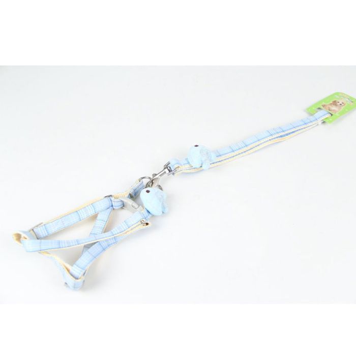 Шлея з повідцем рибка 1,5 х120 см клітинка Меланж