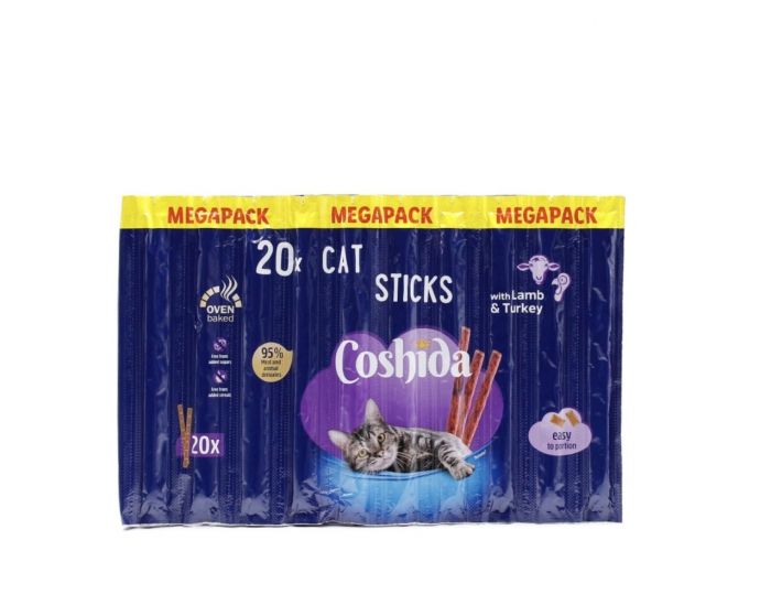 Ласощі для котів Палички Coshida, блістер 20 шт  ягня з індичкою