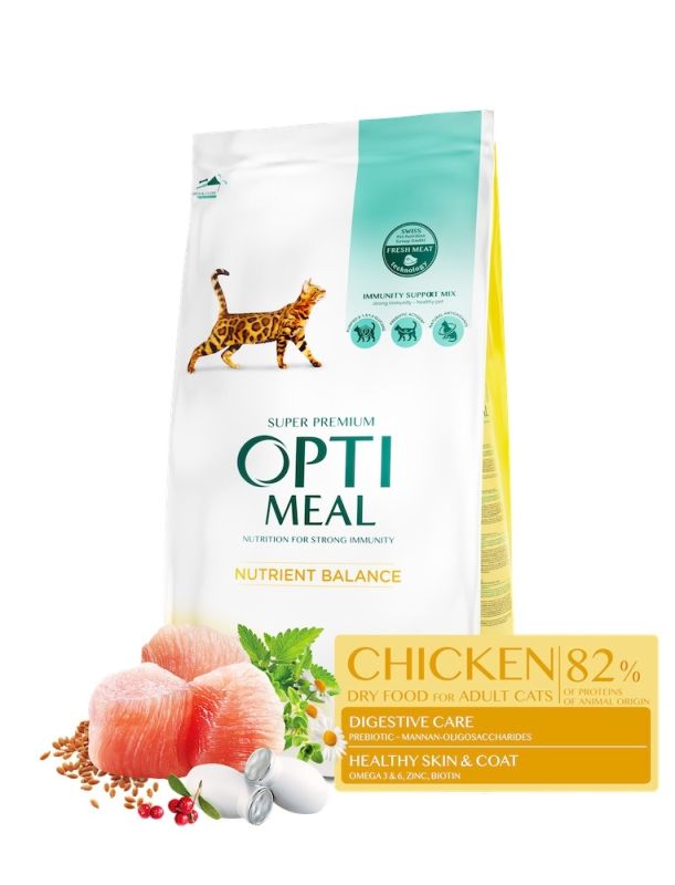 АКЦІЯ Optimeal Adult Cat Chicken з куркою сухий корм для дорослих кішок 1,5 кг -18