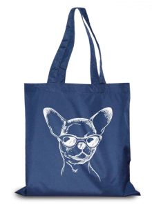 Екосумка Чихуахуа в окулярах 40х38 см синя 
