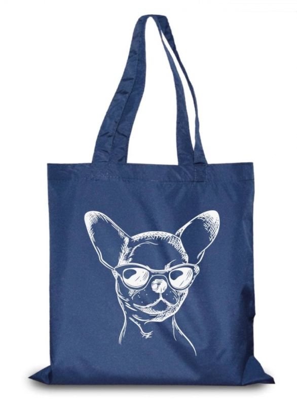 Екосумка Чихуахуа в окулярах 40х38 см синя 