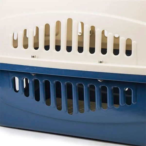 Переноска IATA з металевими дверима синьо-бежева до 30 кг (67x47x46 см)