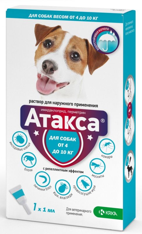 Атакса краплі для собак проти бліх спот - він КРКА 4-10кг