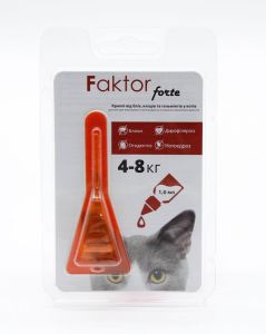 Faktor forte краплі для котів від бліх, кліщів, гельмінти 1мл 4-8кг піпетка