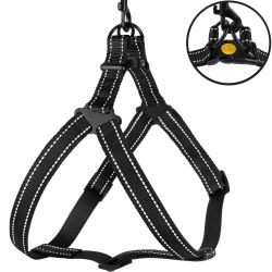 Шлея ACTIVE нейлонова зі світловідображенням Чорна ширина 20мм  Обхват Груди 45-56см