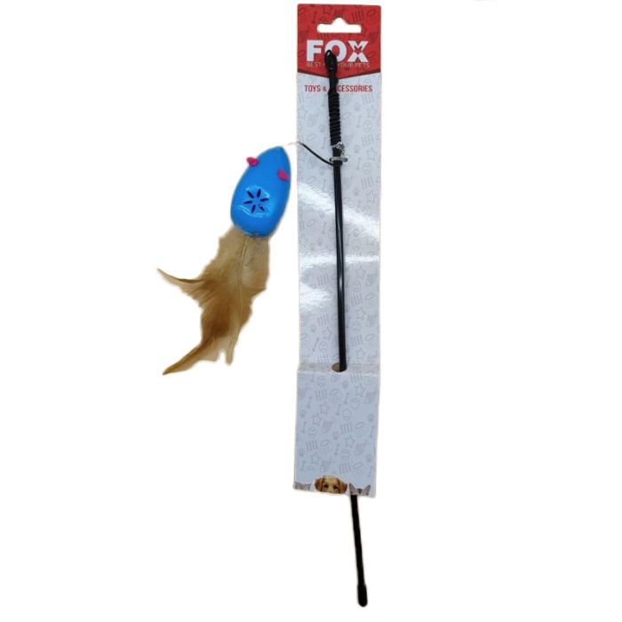 Вудка-Дражнилка для кішок 45см миша синя з пухом CH-076 1шт