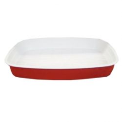 Туалет Дніпро для котів дрібний з сіткою Біло-червоний