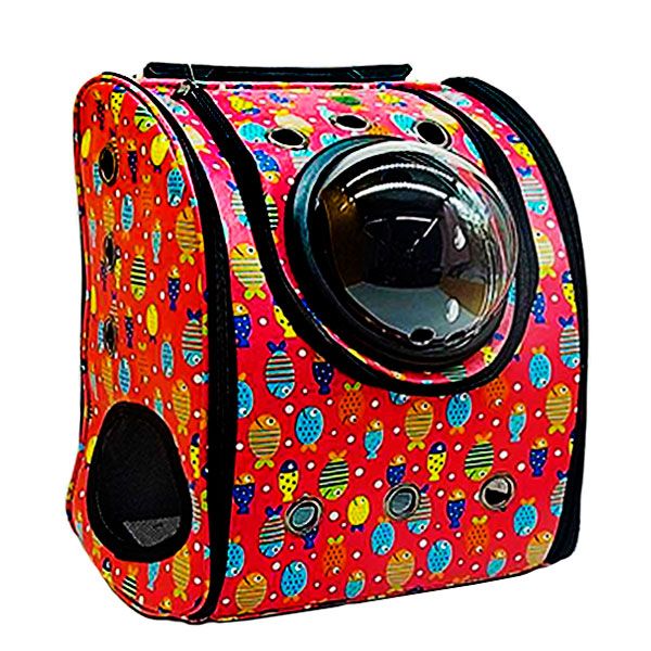 Рюкзак ілюмінатор шкіра 39х33х22 см Рибки червоний