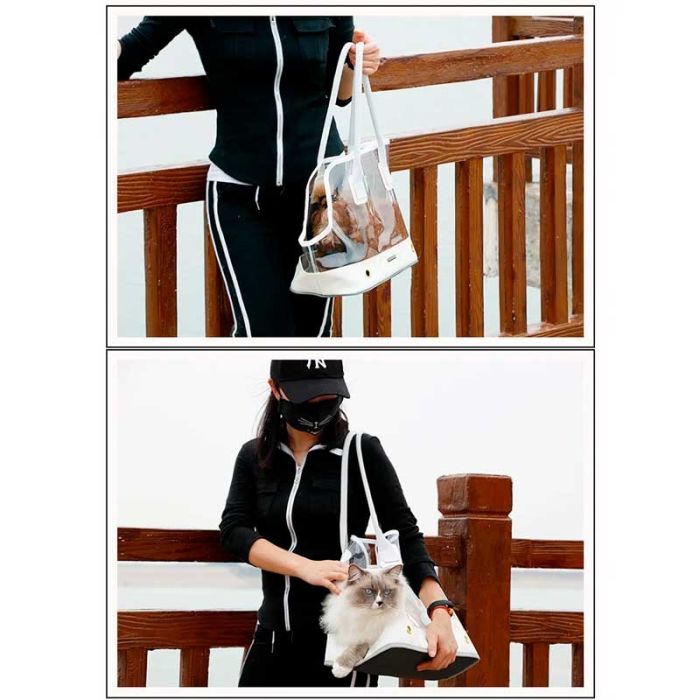 Сумка прозора 30х40х20 см неон Біла