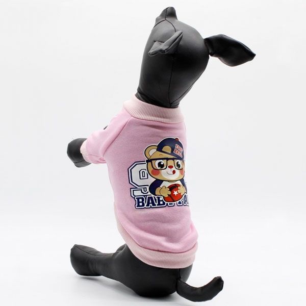 Світшот Собака-бейсболіст трикотаж на флісі рожевий, М M