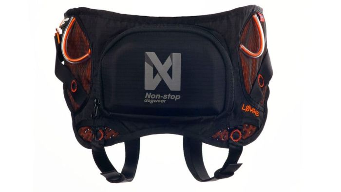 Пояс для прив'язі собак Løype belt Non-stop dogwear Чорний/Помаранчевий S