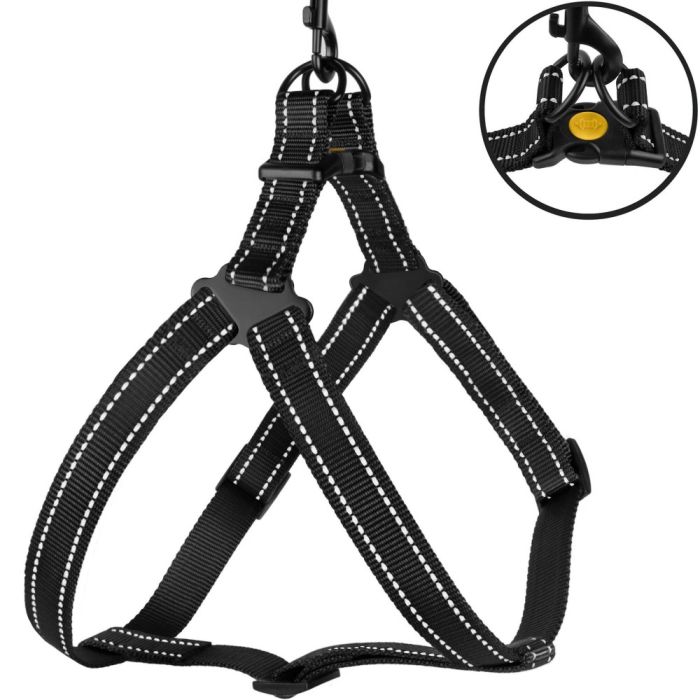 Шлея ACTIVE нейлонова зі світловідображенням Чорна ширина 25мм  Обхват Груди 58-71см