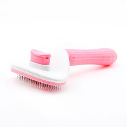 Пуходерка з кнопкою овал Сlean рожева, 12 см 