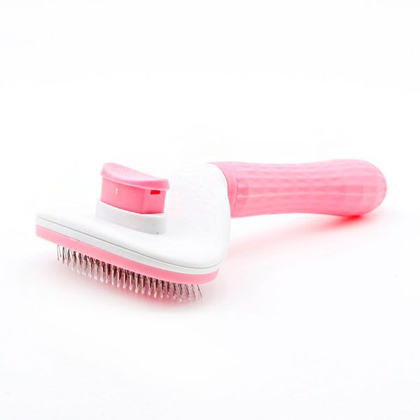 Пуходерка з кнопкою овал Сlean рожева, 12 см 