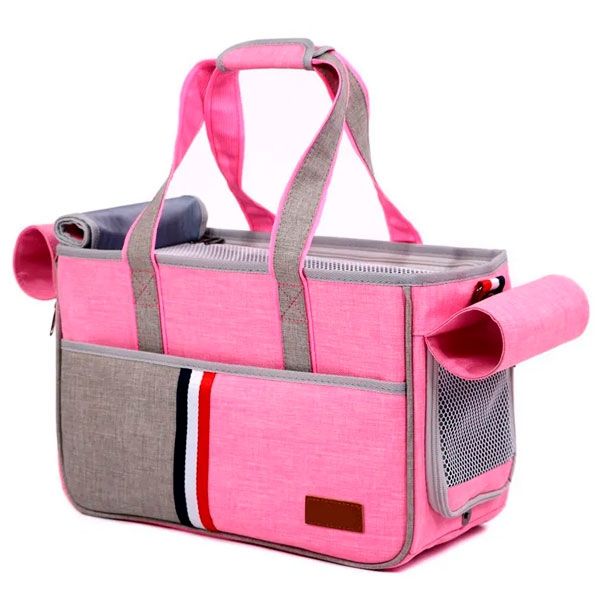 Сумка-переноска DODO рожево-сіра 47х20х29 см