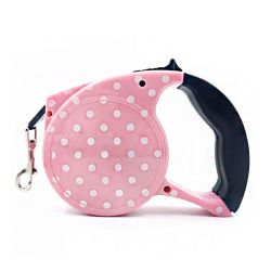 Рулетка для собак Рожевий горох 15кг5м стрічка 