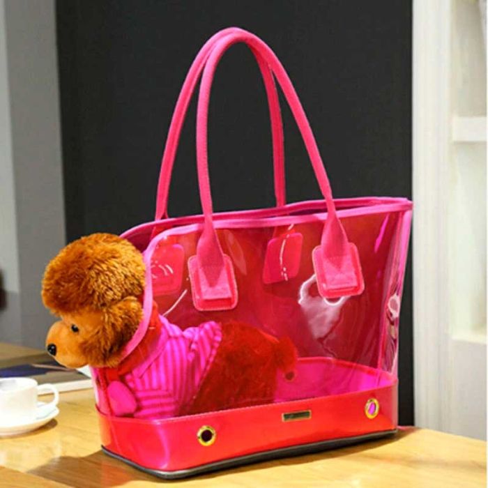 Сумка прозора 30х40х20 см неон рожевий