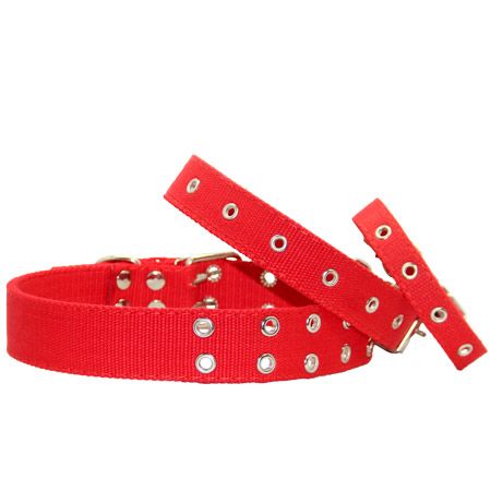 Нашийник економ брезент подвійний безрозмірний червоний 8-36 см
