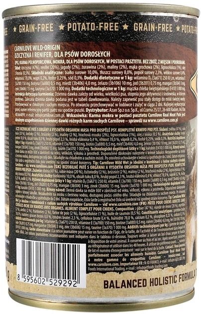 Carnilove Grain Free Dog Adult із північним оленем вологий корм для собак 400 г 