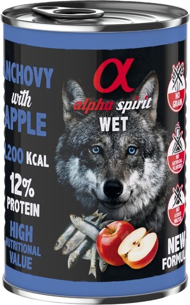 Корм Alpha Spirit Anchovy with Red Apple вологий для дорослих собак з анчоусами та яблуками 400 г. 