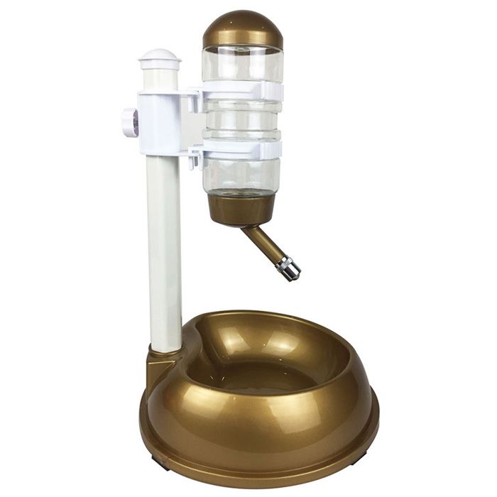 Миска сухі вуса універсальна на штативі для тварин 500мл з поїлкою пластик Золото