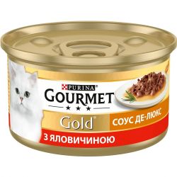 АКЦІЯ Gourmet Gold Соус Де-Люкс вологий корм з яловичиною для кішок 85 г 