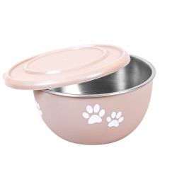 Миска метал для собак кольорова з кришкою 1,5 л d 19см