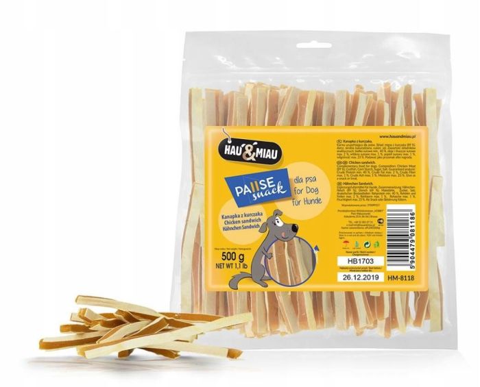 PAUSE snack сендвіч курячий для собак 500г 
