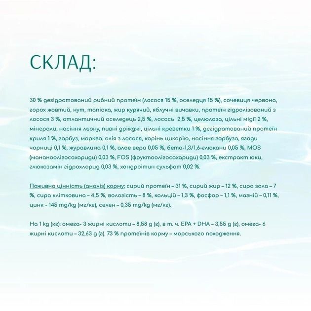 Акція-30 Optimeal Beauty Fitness з морепродуктами сухий корм для собак здорова вага та суглоби 1.5 кг 