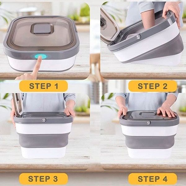 Розкладний контейнер для корму 34х29х25 см, 15 л Сіро-білий