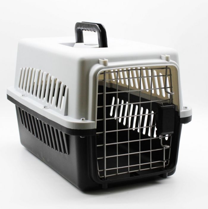 Переноска IATA з металевими дверима сіро-чорна до 30 кг (67x47x46 см)