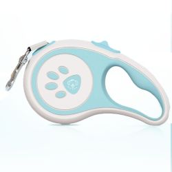 Рулетка для собак 5м  30 кг лапка гумова ручка стрічка з фіксатором Блакитний