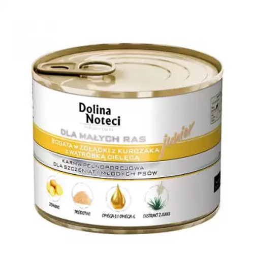 Dolina Noteci Premium Dog курячий шлунок і печінка теляти для цуценят і юніорів дрібних порід 185 г