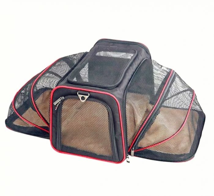 Сумка-переноска розкладна 47х30х30 см з сіткою і килимком чорна 