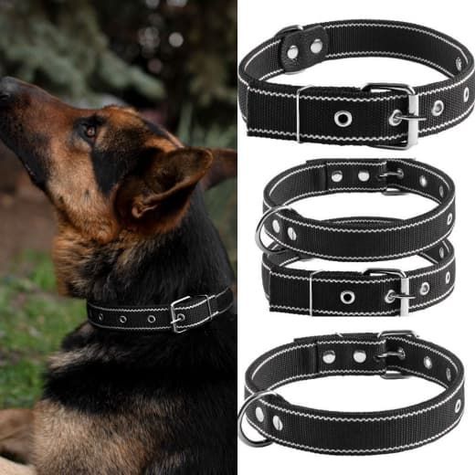Нашийник для собак, подвійний капроновий, чорний 44-59 см