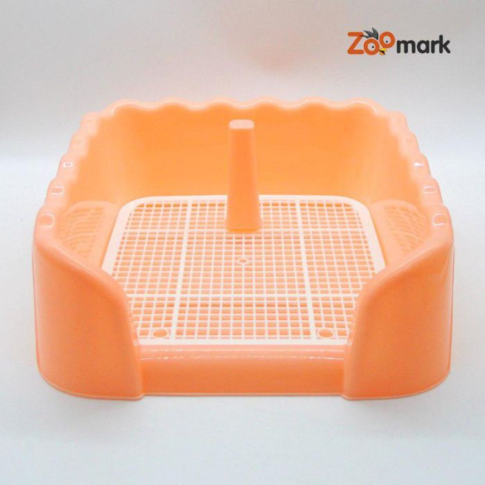 Туалет під пелюшку для собак глибокий борт, решітка зі стовпчиком 434315 см S Трояндовий