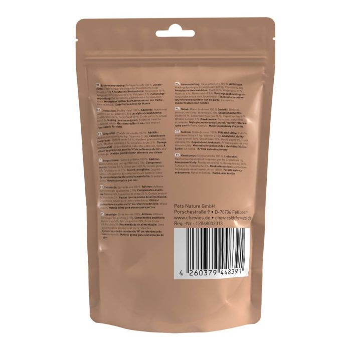 Мʼясні натуральні ласощі для собак 100% Домашня птиця Chewies для будь-якого віку 150 г