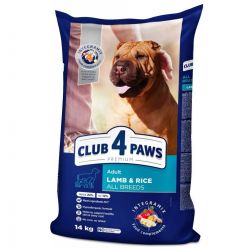 Акція Club 4 paws (Клуб 4 лапи) Для собак усіх порід з ягням та рисом 14кг (-18)