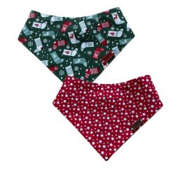Двостороння бандана для собак Duckly новорічний орнамент L