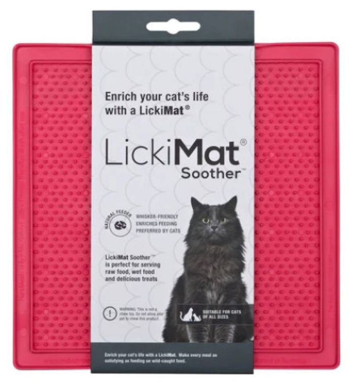 Лизальний килимок антистрес для котів LickiMat Soother Pink Cat, м'яка основа