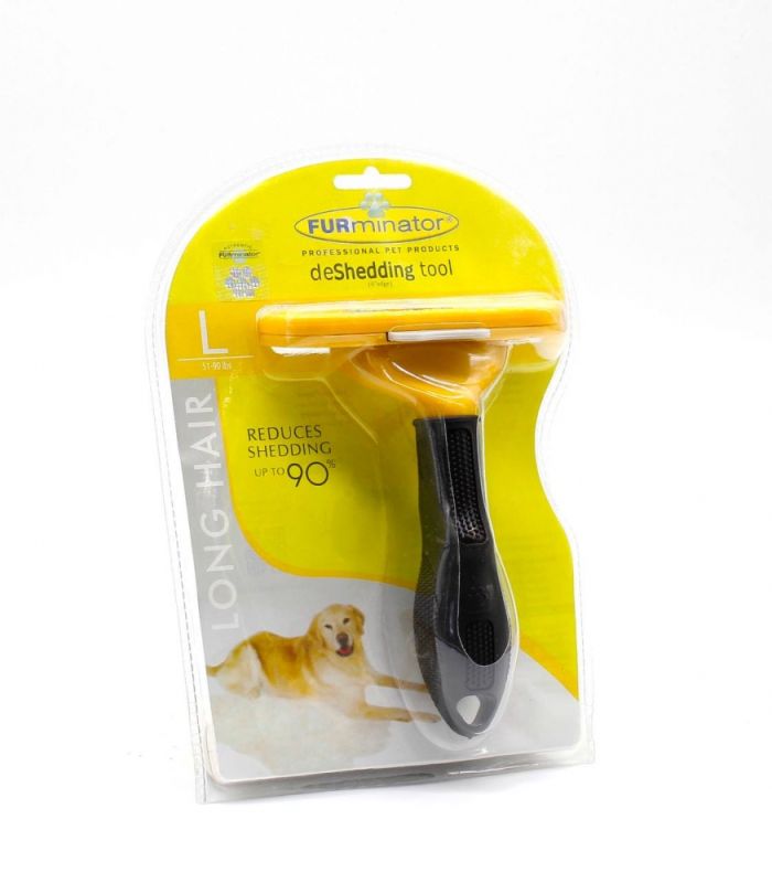 Фурмінатор з кнопкою для собак з довгою шерстю Розмір L (100 мм ширина леза)