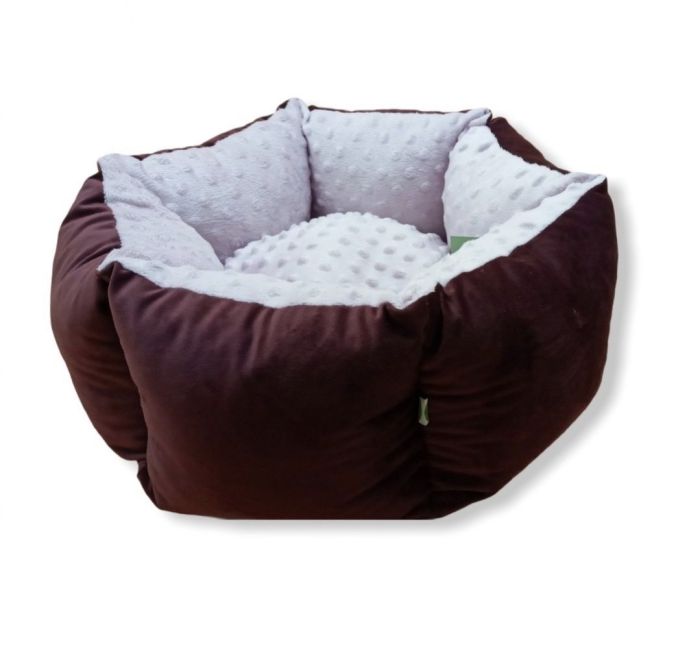 Лежак для тварин Шайба велюр і замша 2 605022 см Бордо