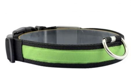 Нашийник USB нейлон Білий S 2,5 см. 34-41 см. Салатовий